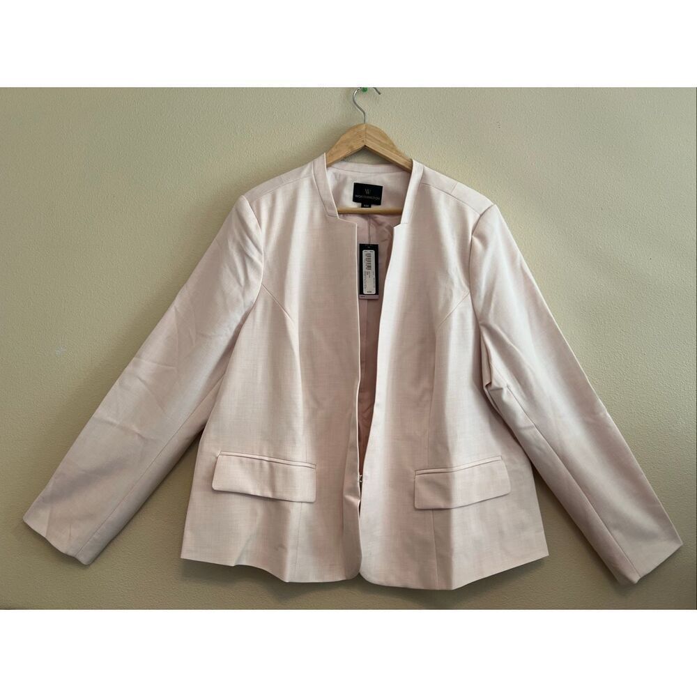 NWT! Worthington Soft Pink Single Closure Collarless Jacket Blazer Size 22W